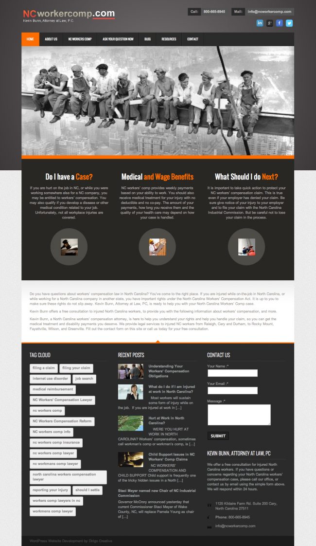 Dirigo Creative Redesigns Website for NC Worker Comp - Raleigh Custom WordPress Design