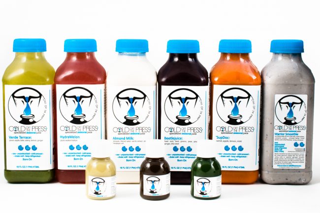 Product Photography of Juices from Cold Off The Press Downtown Raleigh