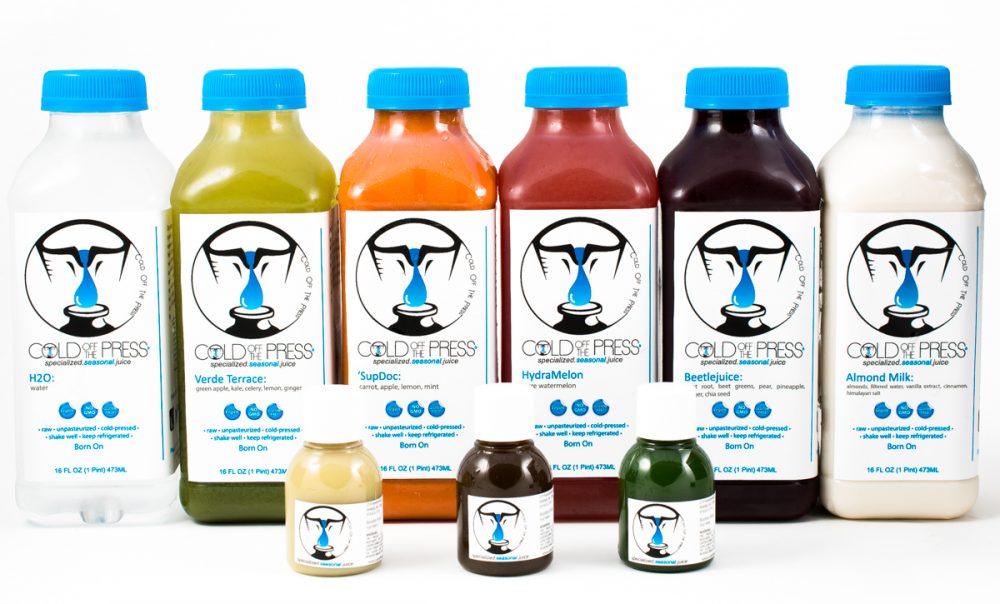 Product Photography of Juices from Cold Off The Press Raleigh