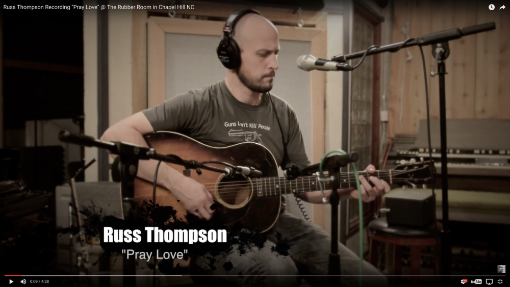 Russ Thompson recording Pray Love at the Rubber Room in Chapel Hill NC